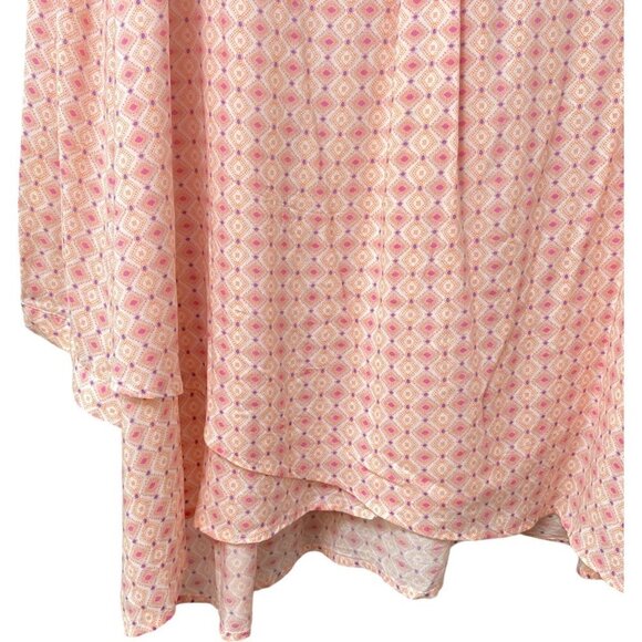 JONES NEW YORK Women Plus Size Blouse Blouse Rayon Top Orange Pink 3/4 Sleeve - Picture 7 of 12